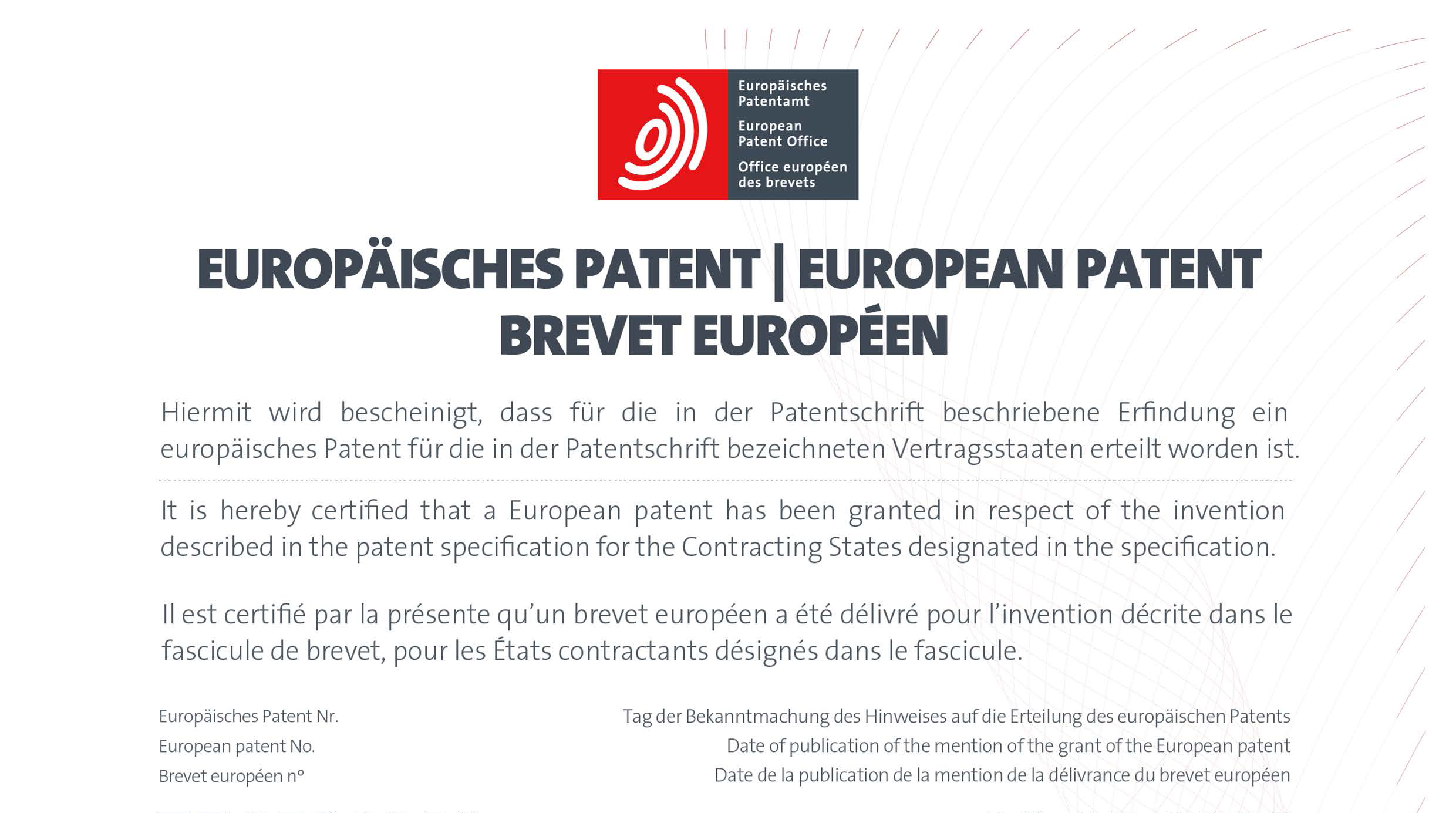 GMK won the European patent authorization